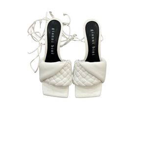 Gianni Bini White Dekota Twisted Band Braided Ankle WrP Leather Sandal SZ5&6.5